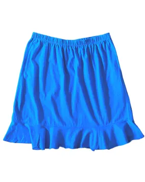 Light Summer Cascade Blue Knit Ruffle Mini Skirt