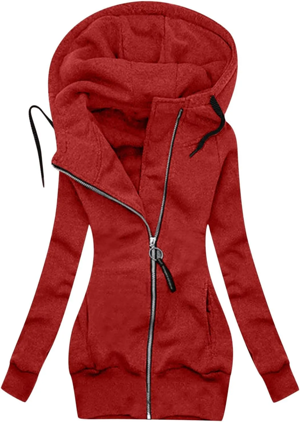 Long Lounge Hoodie for Women Party Long Sleeve Winter Comfortable Pocket Solid Hooded Stretchy Jacket