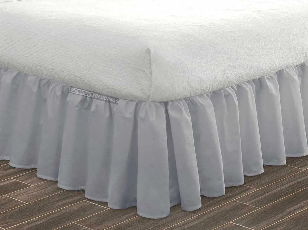Luxury Light Grey Ruffled Bed Skirt