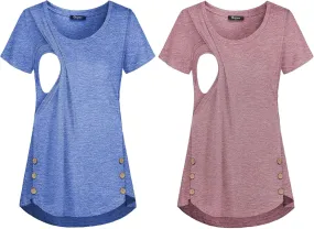 Maternity Nursing Top Summer Casual Pregnant T Shirt Comfy Breathable Pregnancy Breastfeeding Blouse Lightweight Tank