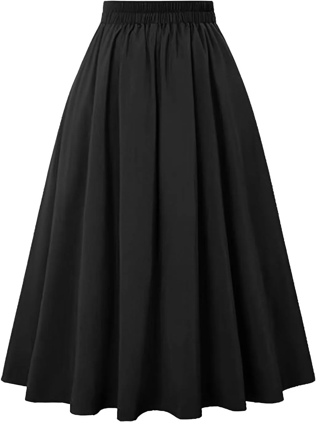 Maxi Skirt Womens Summer Fall High Elastic Waist Pleated Dresses Casual Flared Midi A Line Lady Skirt for Women Trendy