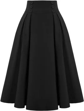 Maxi Skirt Womens Summer Fall High Elastic Waist Pleated Dresses Casual Flared Midi A Line Lady Skirt for Women Trendy