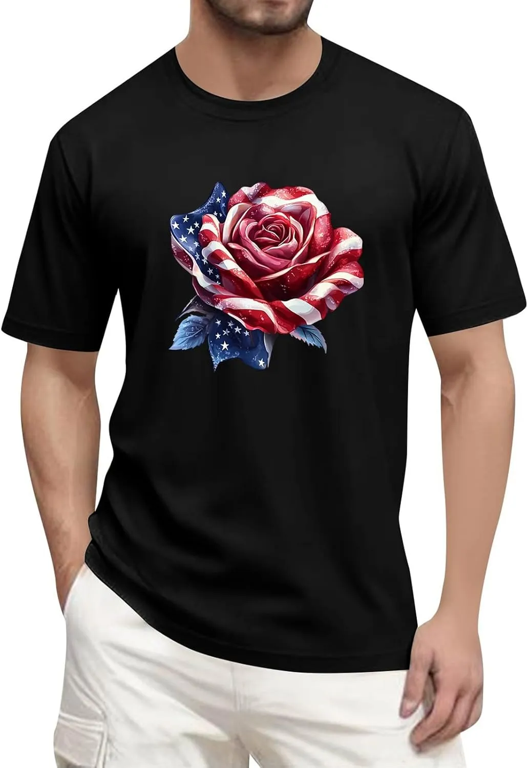 Men's American Flag Shirt Sleeve 1776 USA Graphic Dry Fit Cotton Comfortable T-Shirts Independence Day Shirts