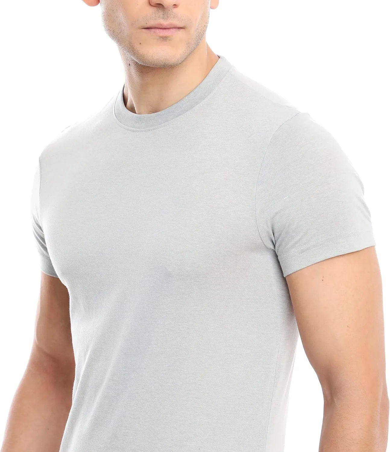 Mens Crew Neck T-Shirt (Slim Fit) | Cotton Rich Mens Tshirt (3/6 Pack) | Ultra Soft, Breathable (Made in Egypt)