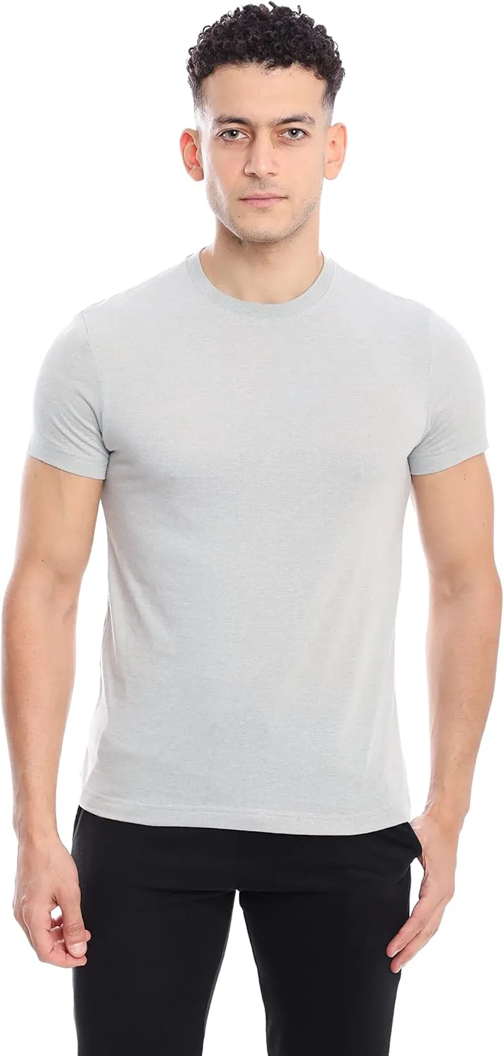 Mens Crew Neck T-Shirt (Slim Fit) | Cotton Rich Mens Tshirt (3/6 Pack) | Ultra Soft, Breathable (Made in Egypt)