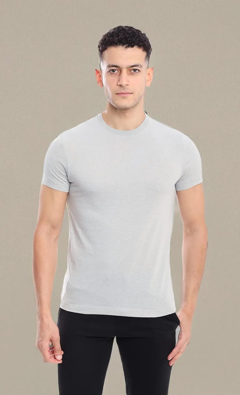Mens Crew Neck T-Shirt (Slim Fit) | Cotton Rich Mens Tshirt (3/6 Pack) | Ultra Soft, Breathable (Made in Egypt)
