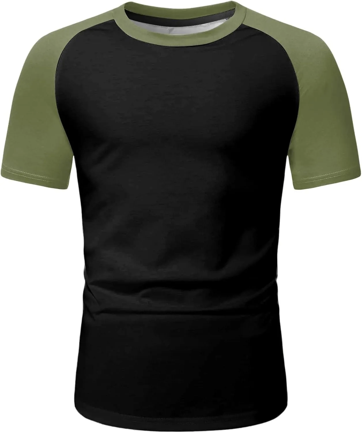 Mens Fashion Raglan T-Shirt Short Sleeve Muscle Gym Athletic Shirts Slim Fit Crewneck Stretchy Baseball Jersey Tops