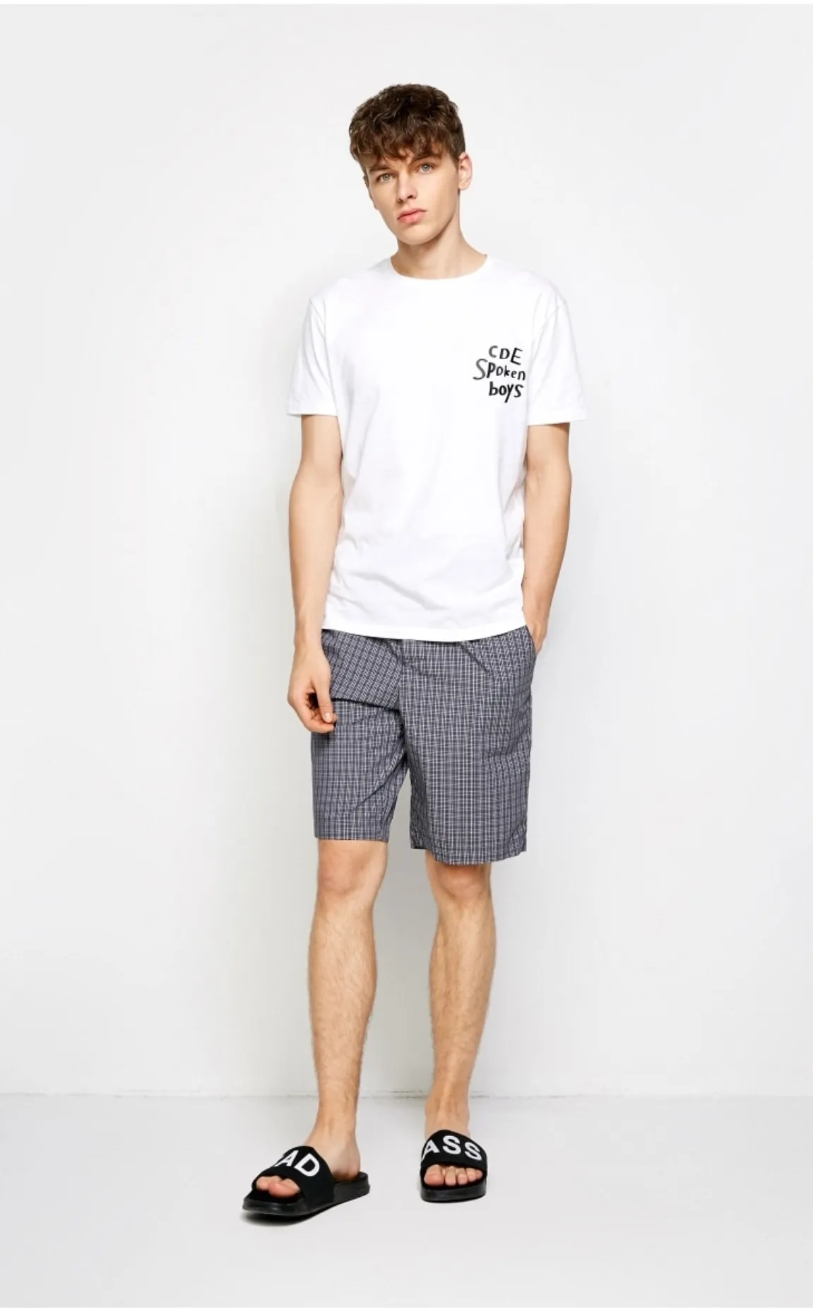 Men's Plaid Pattern Drawstring Casual Shorts