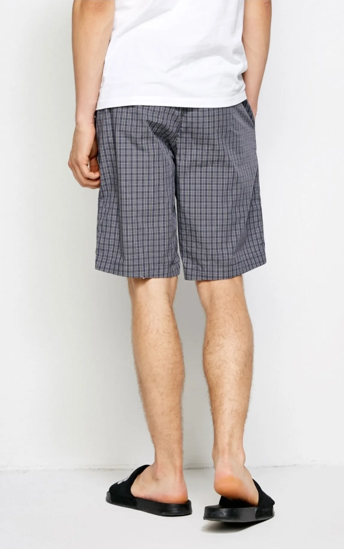 Men's Plaid Pattern Drawstring Casual Shorts
