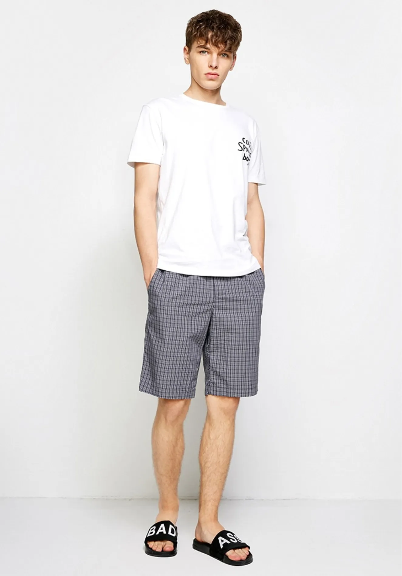 Men's Plaid Pattern Drawstring Casual Shorts