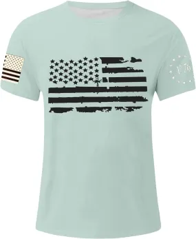 Men's Shirt Sleeve 1776 USA Flag Graphic Dry Fit Cotton Comfortable T-Shirts 4th of July Shirts