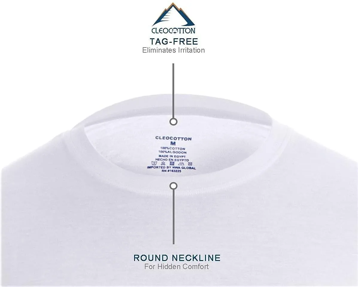 Mens Undershirt (Slim - Tight Fit) | Cotton Crew Neck T-Shirt (3/6 Pack) | Tag Free, Ultra Soft, Breathable (Made in Egypt)
