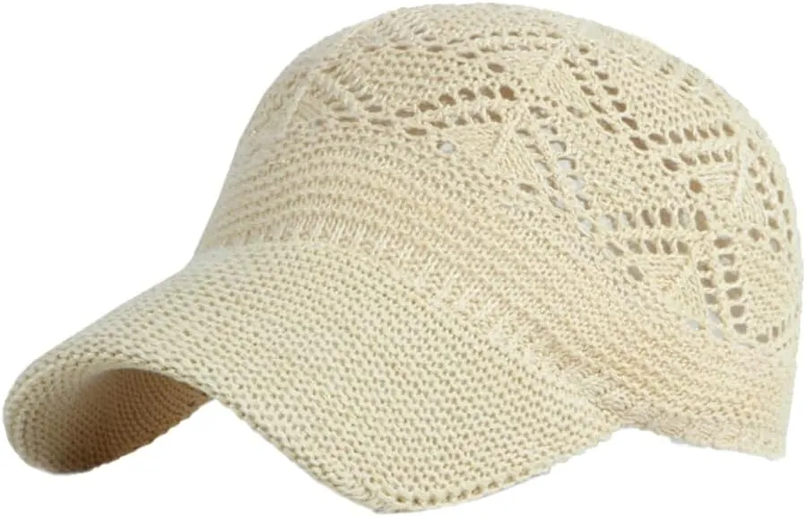 Molodo Knit Mesh Baseball Cap for Women Summer Mesh Trucker Hat Adjustable Sun Hat Corchet Dad Hat Outdoor