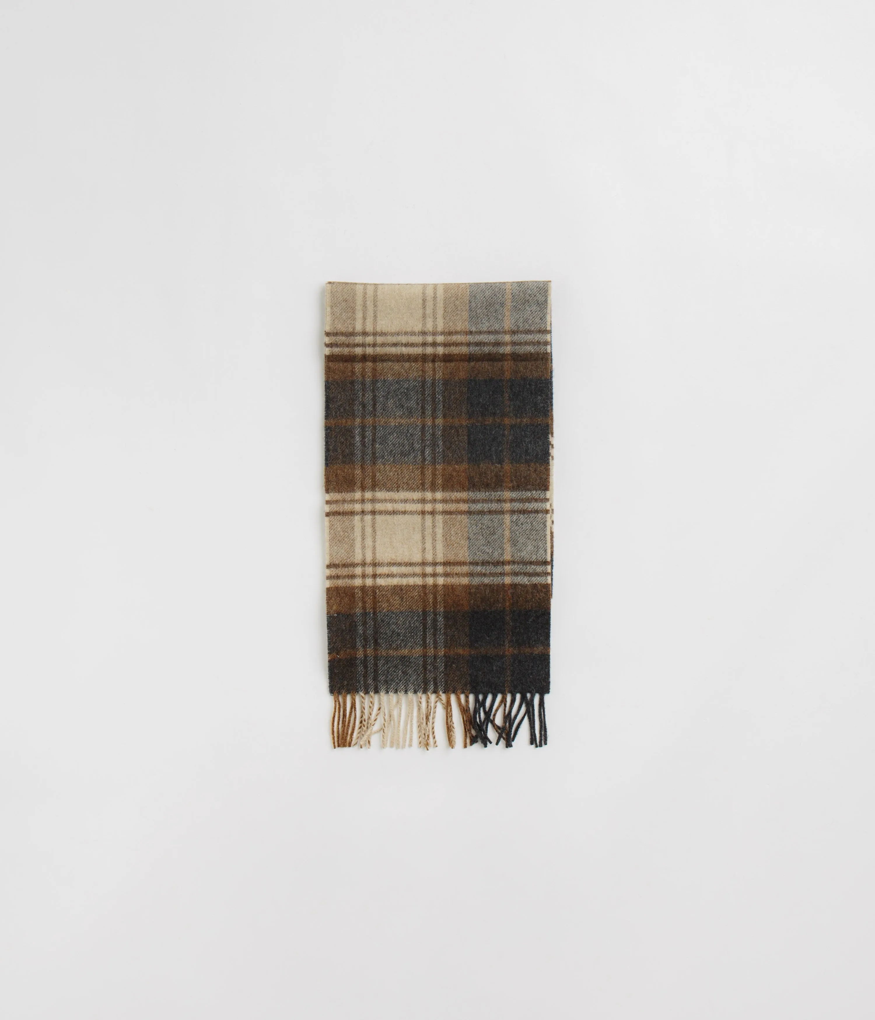 Norse Projects Norse Moon Merino Lambswool Checked Scarf - Taupe