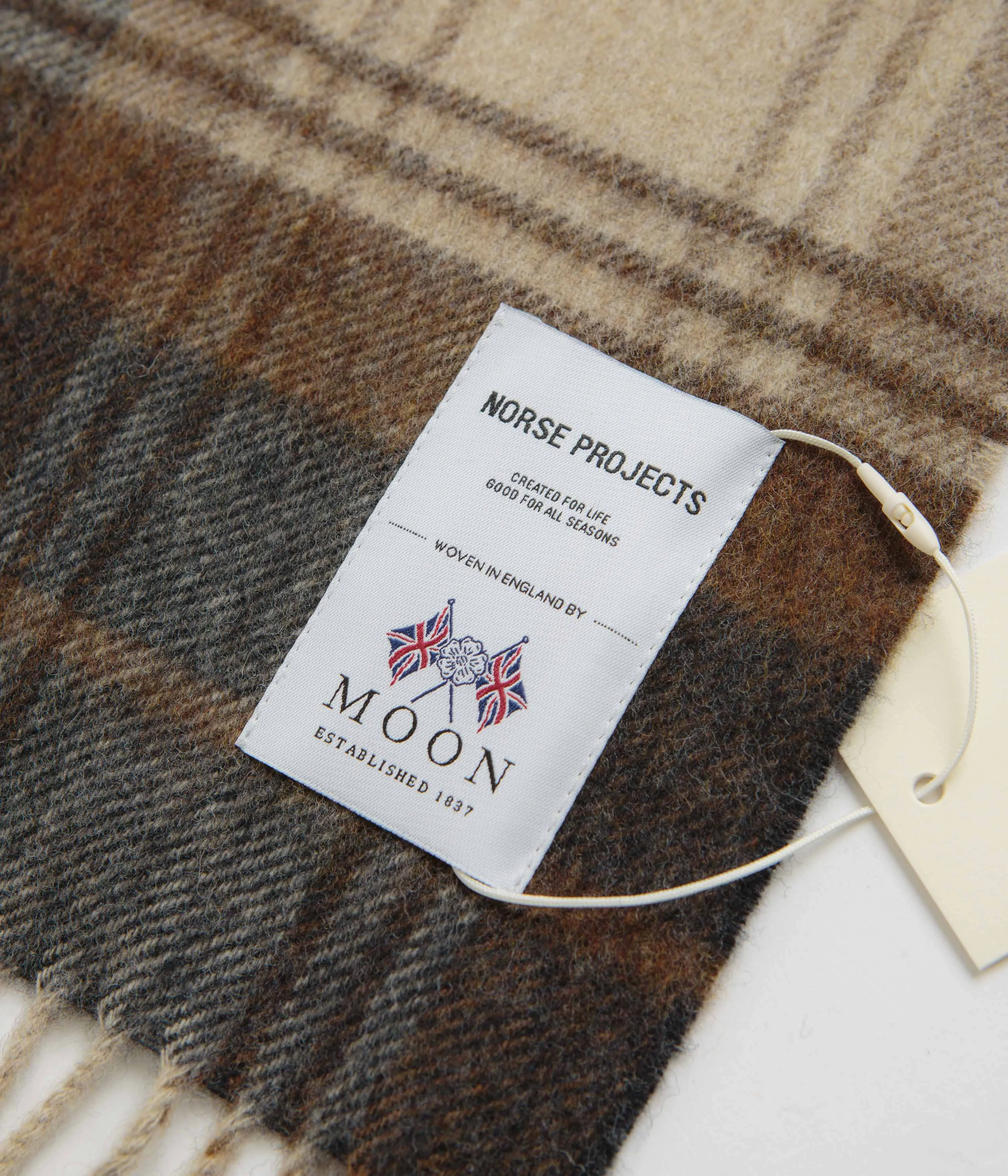 Norse Projects Norse Moon Merino Lambswool Checked Scarf - Taupe