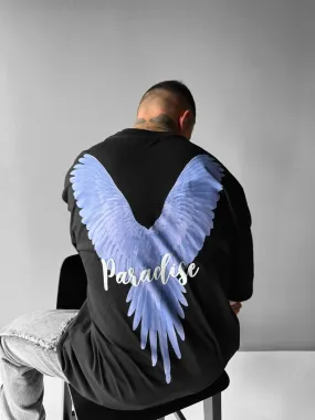 Oversize Parrot Paradise T-shirt - Black and Purple