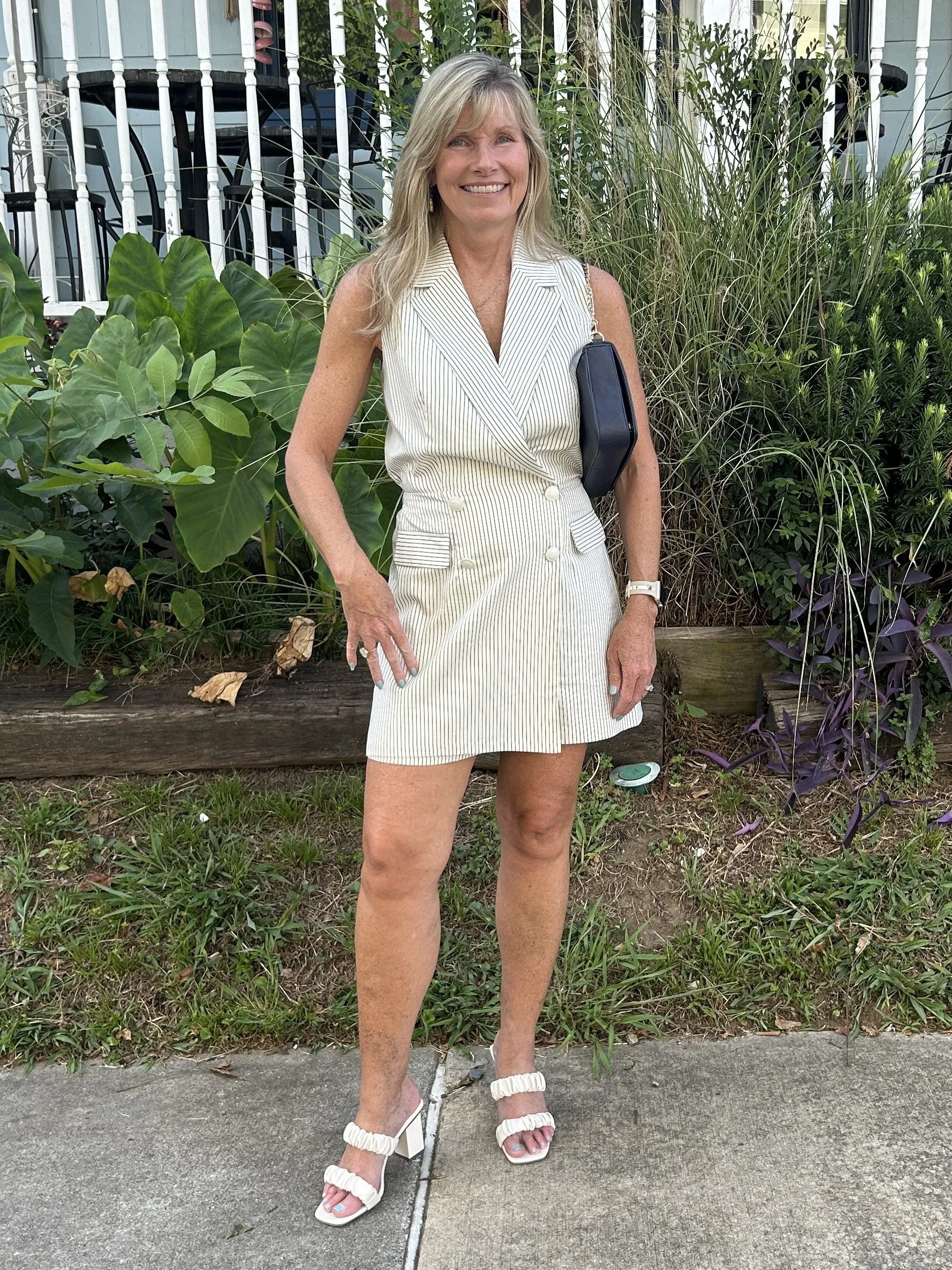 Pinstriped Double Breasted Romper