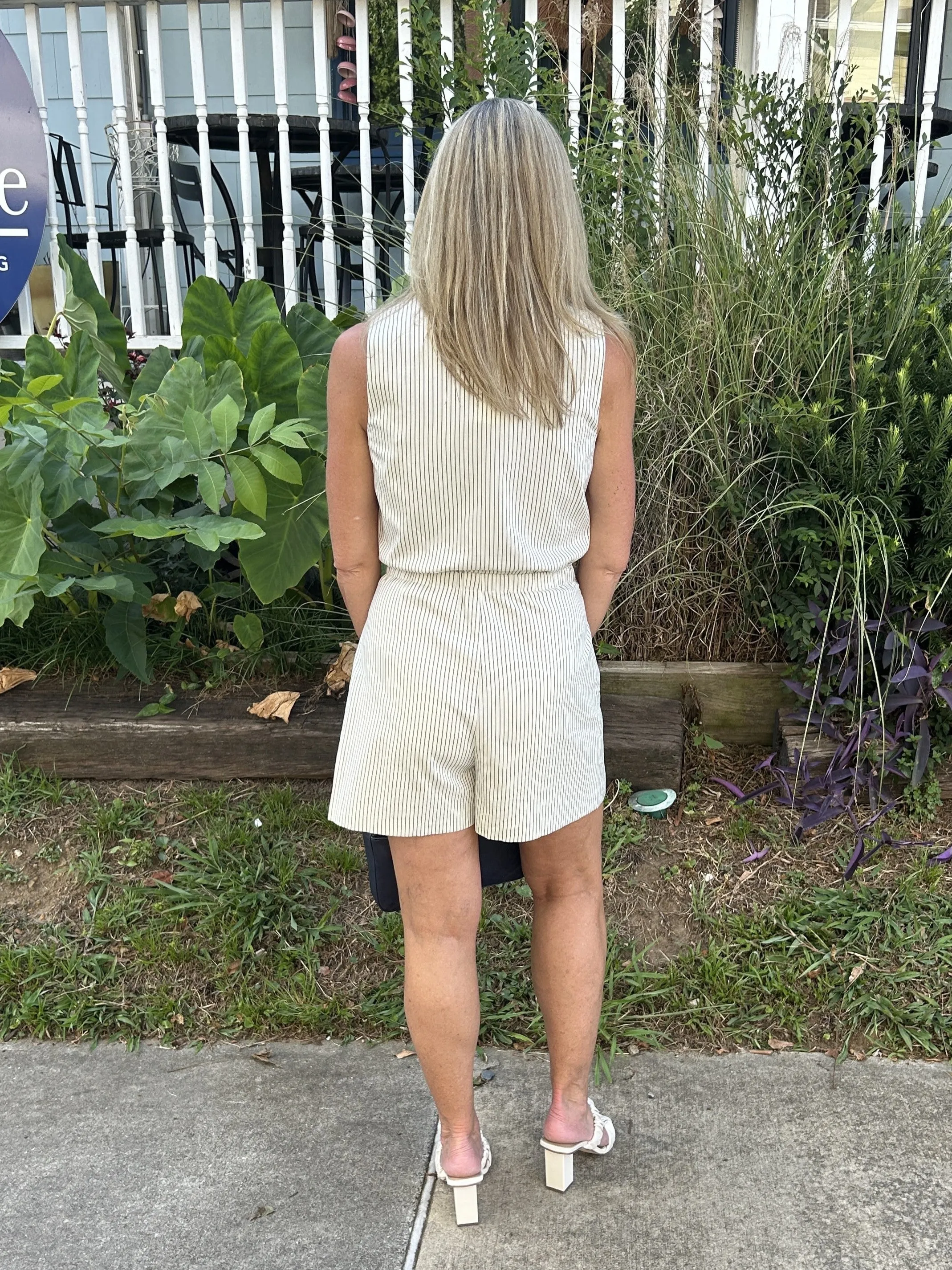 Pinstriped Double Breasted Romper