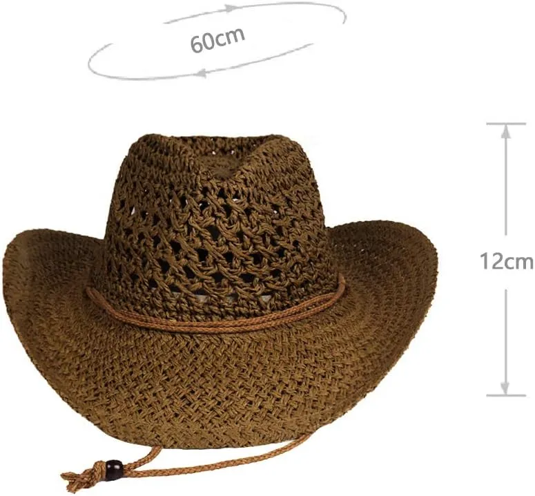 Straw Hat Women Men Cowboy Hats Beach Floppy Sun Hats Brim Summer Sunhat Bush Sombrero Travel Cowgirl Hat Costume