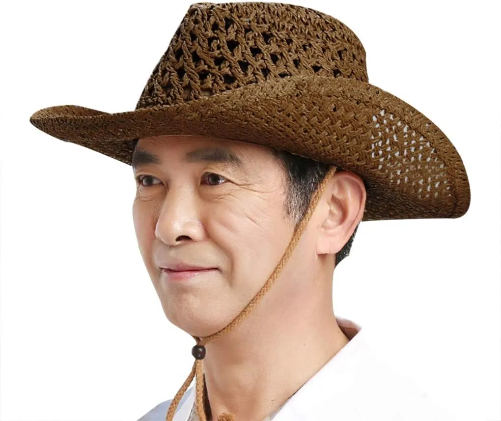 Straw Hat Women Men Cowboy Hats Beach Floppy Sun Hats Brim Summer Sunhat Bush Sombrero Travel Cowgirl Hat Costume