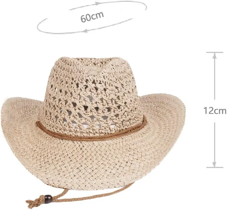 Straw Hat Women Men Cowboy Hats Beach Floppy Sun Hats Brim Summer Sunhat Bush Sombrero Travel Cowgirl Hat Costume