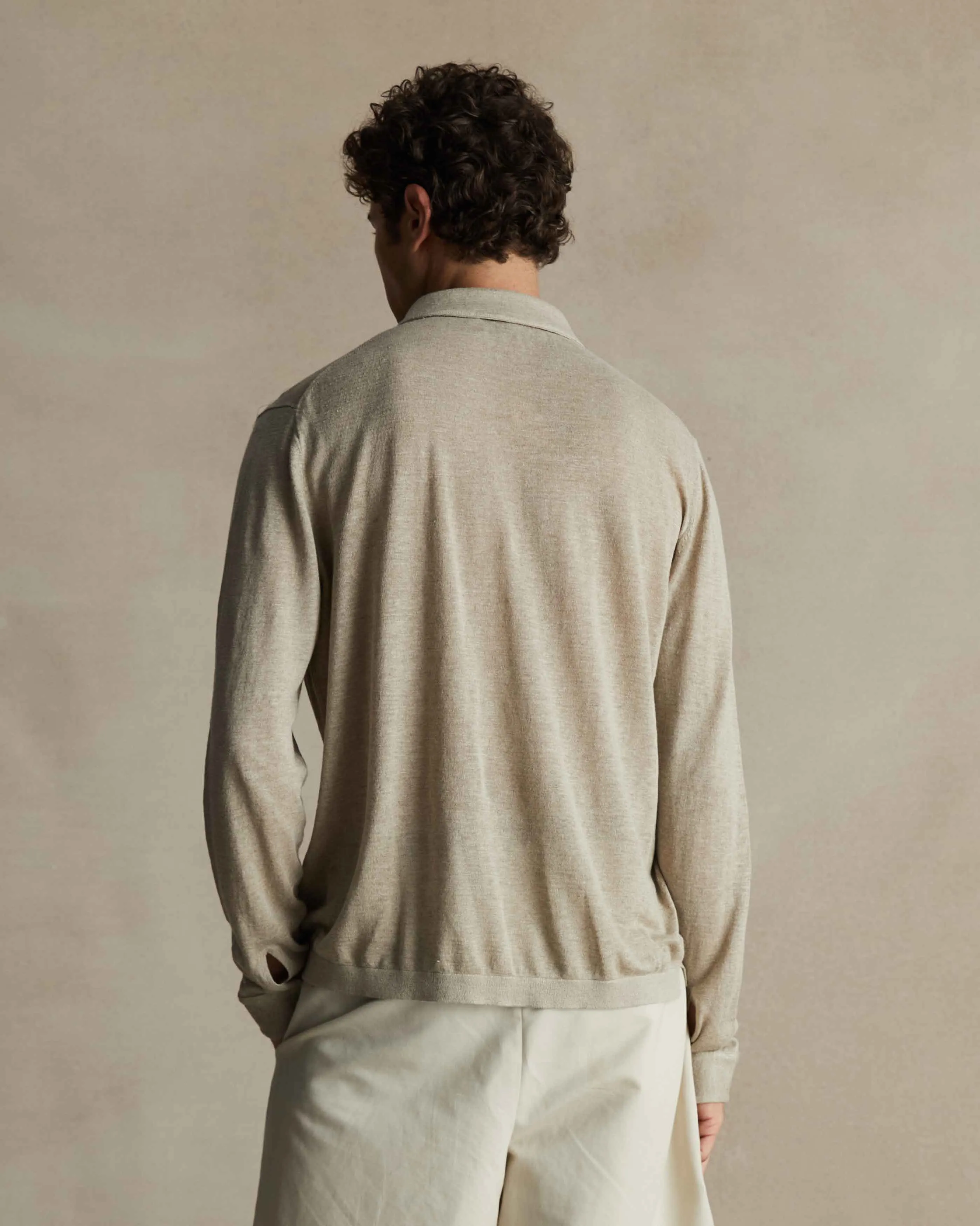 Taupe Linen Polo