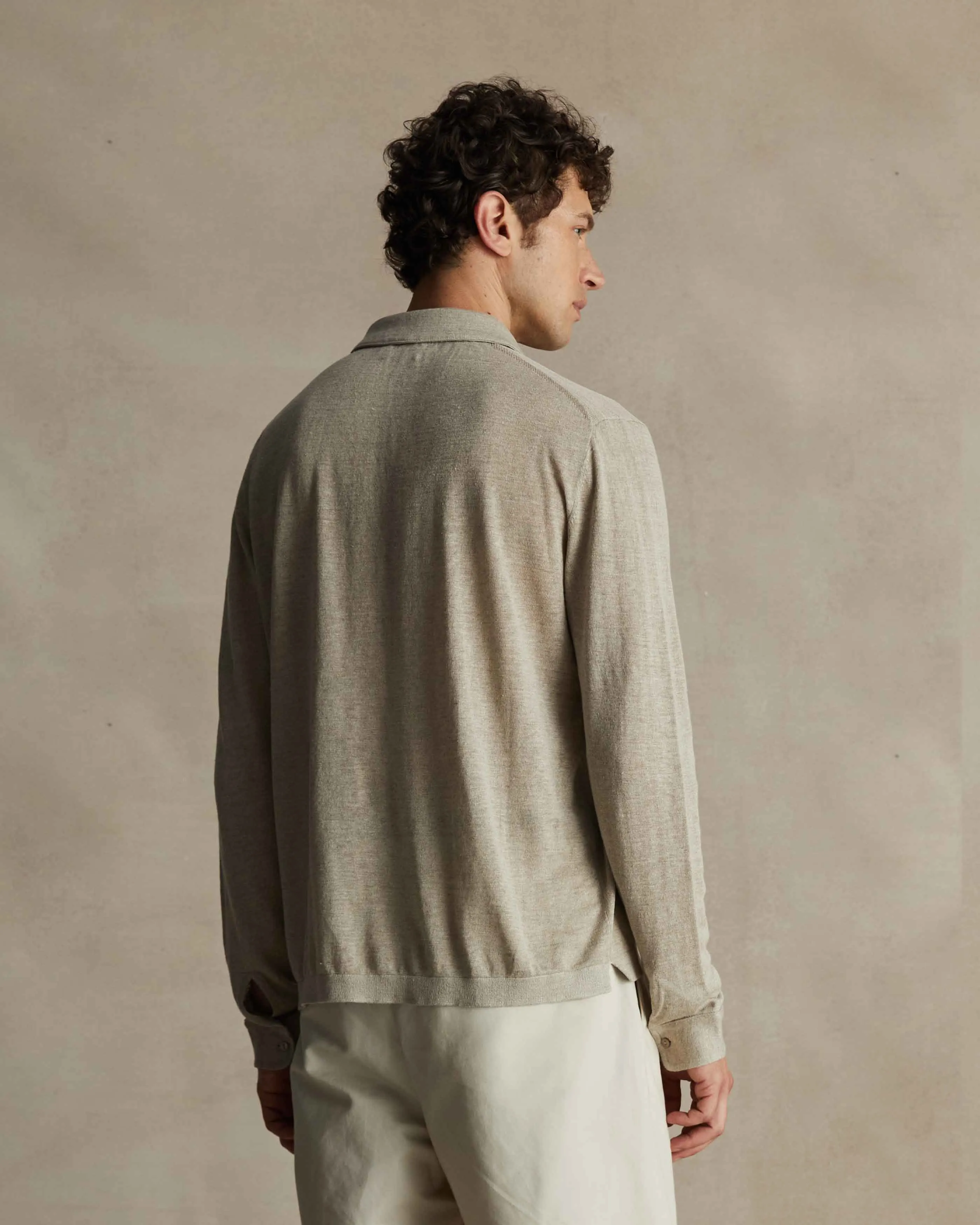 Taupe Linen Polo