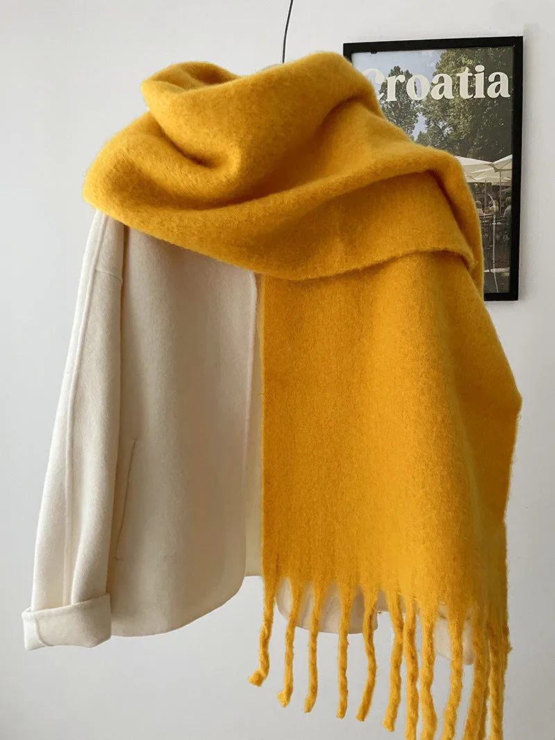 Toleet Solid Color Mohair Scarf Autumn and Winter Korean Style Warm Shawl Scarf