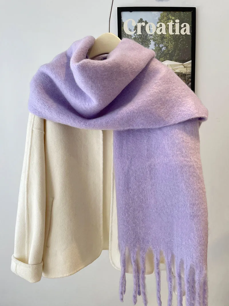 Toleet Solid Color Mohair Scarf Autumn and Winter Korean Style Warm Shawl Scarf
