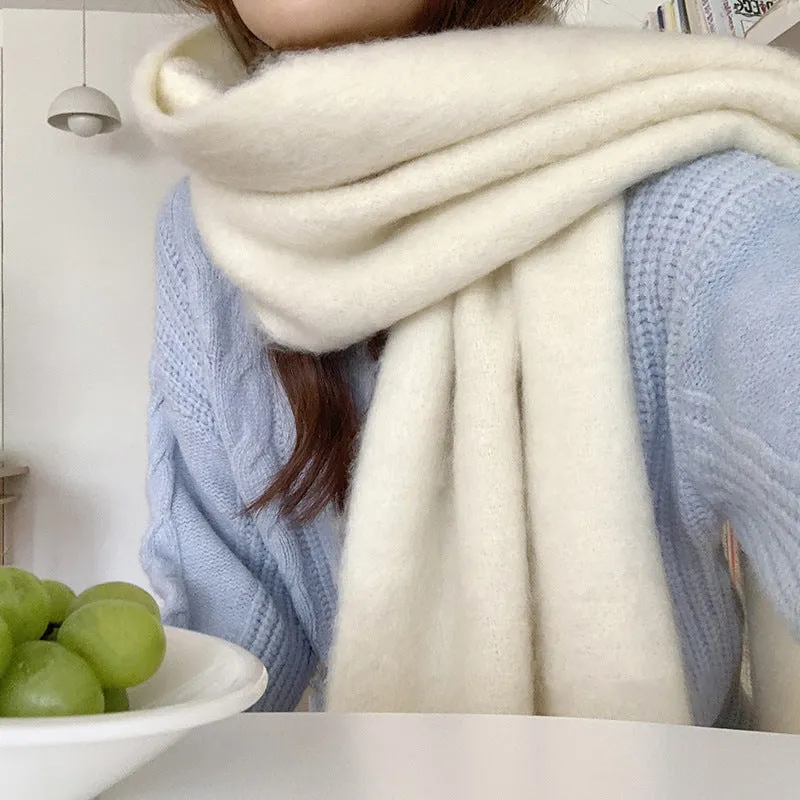 Toleet Solid Color Mohair Scarf Autumn and Winter Korean Style Warm Shawl Scarf