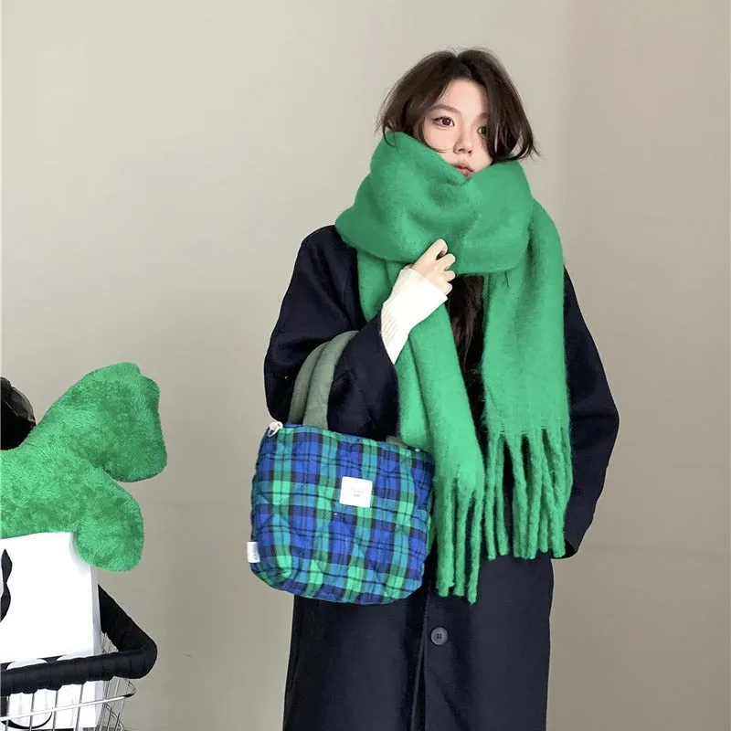 Toleet Solid Color Mohair Scarf Autumn and Winter Korean Style Warm Shawl Scarf