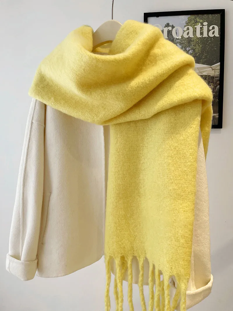 Toleet Solid Color Mohair Scarf Autumn and Winter Korean Style Warm Shawl Scarf