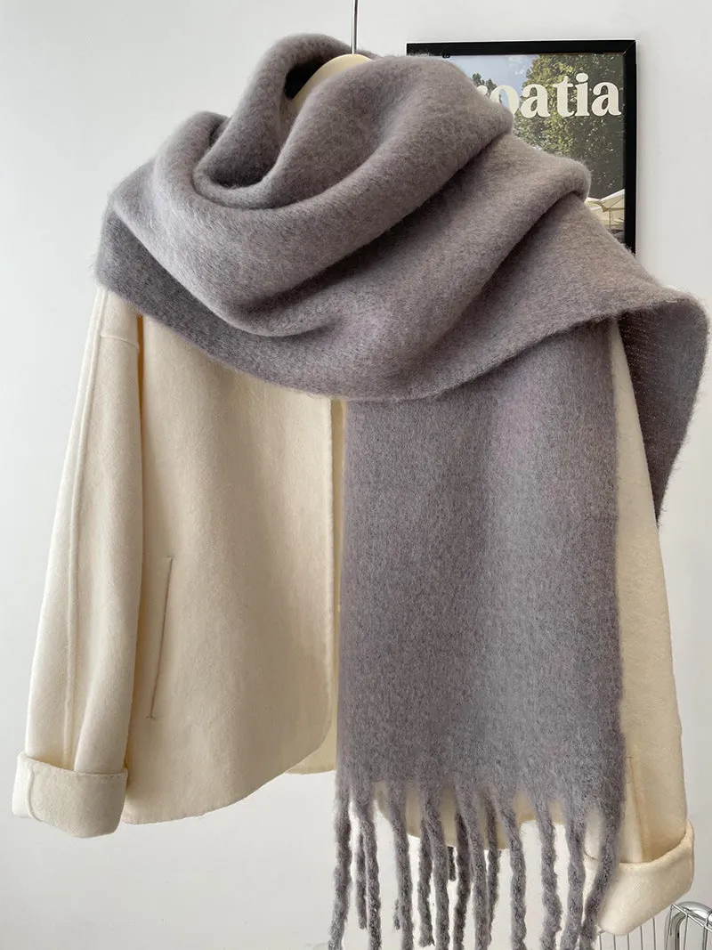 Toleet Solid Color Mohair Scarf Autumn and Winter Korean Style Warm Shawl Scarf