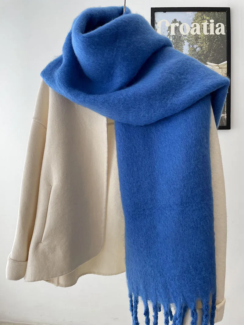 Toleet Solid Color Mohair Scarf Autumn and Winter Korean Style Warm Shawl Scarf