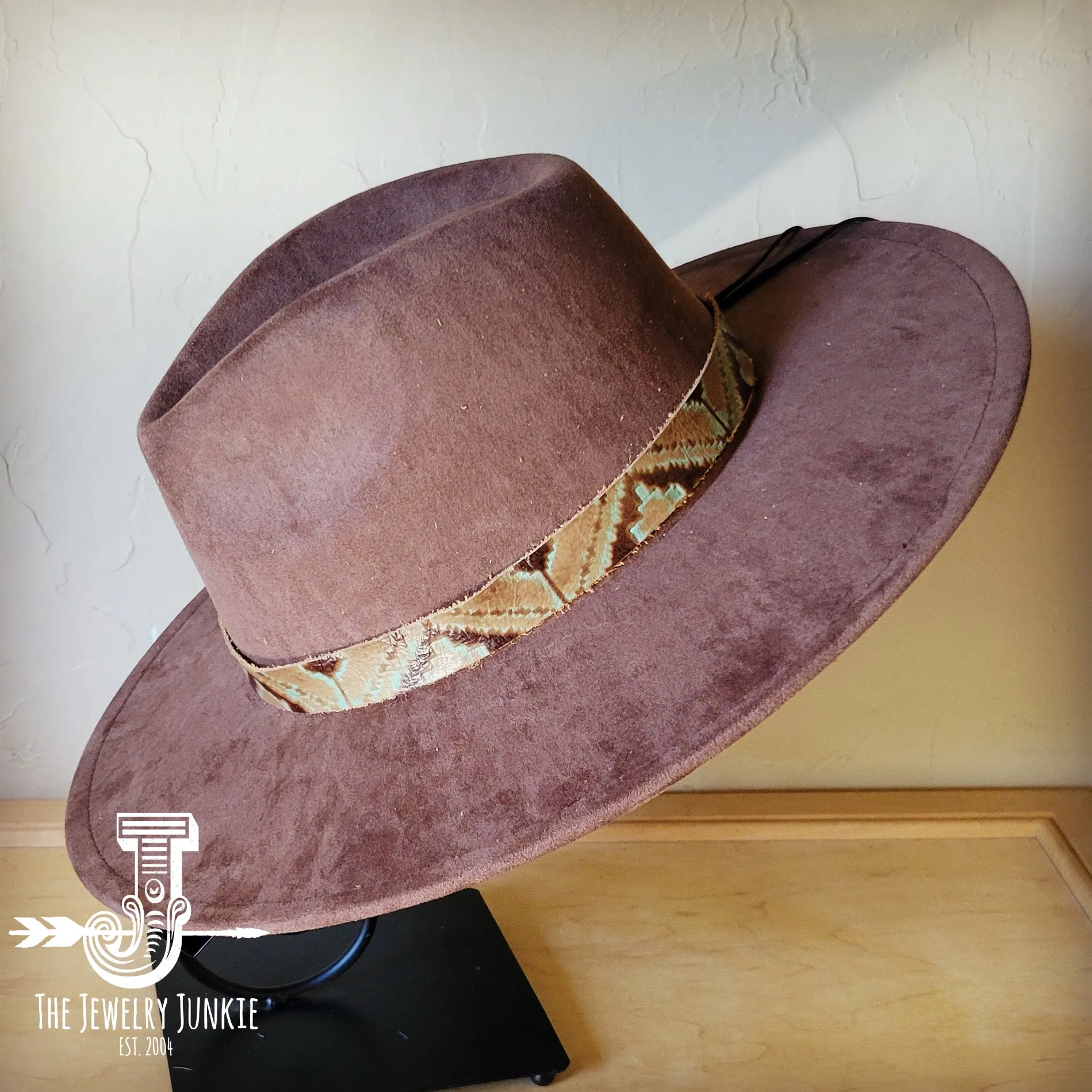Turquoise Navajo Western Leather Band w/ Choice of Boho Hat 985d