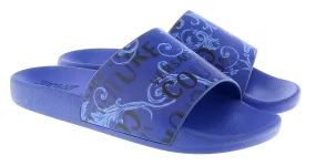 Versace Jeans Couture Electric Blue Baroque Signature Print  Pool Slide-