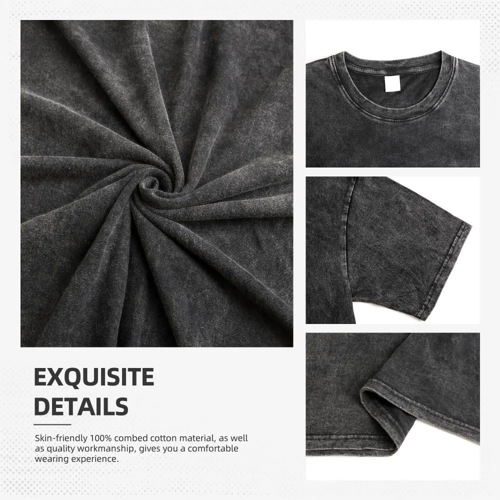 Vintage Oversized Man's T Shirt Round Neck Cotton T-Shirt Top