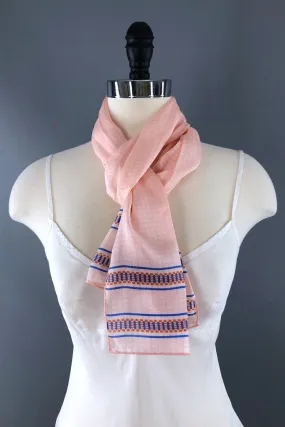 Vintage Peach and Blue Anne Klein Scarf