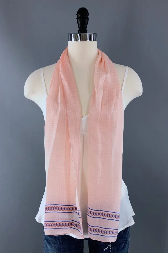 Vintage Peach and Blue Anne Klein Scarf