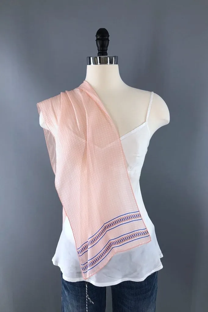 Vintage Peach and Blue Anne Klein Scarf