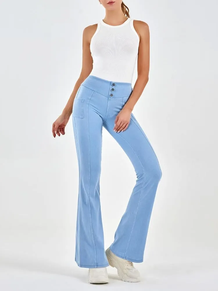 Women Bootcut Jeggings - Bootleg Yoga Pants Stretch Flare Jeans Leggings Tummy Control High Waisted Butt Lift Denim Pants