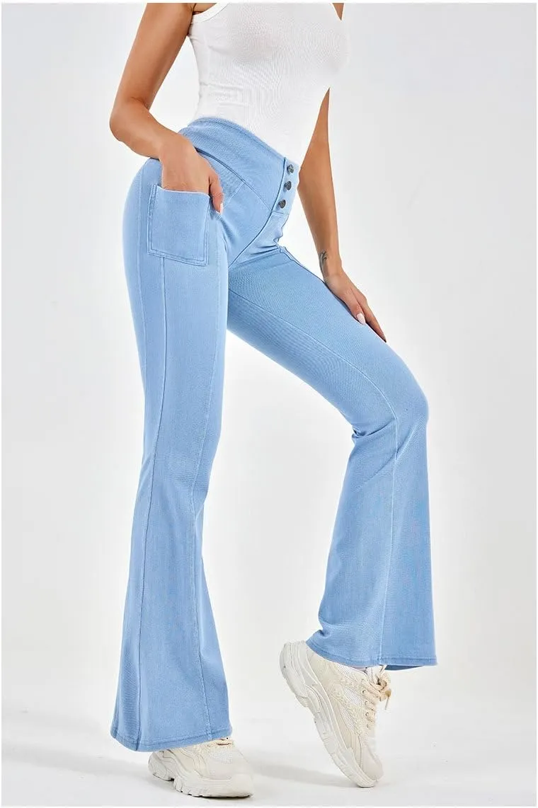 Women Bootcut Jeggings - Bootleg Yoga Pants Stretch Flare Jeans Leggings Tummy Control High Waisted Butt Lift Denim Pants