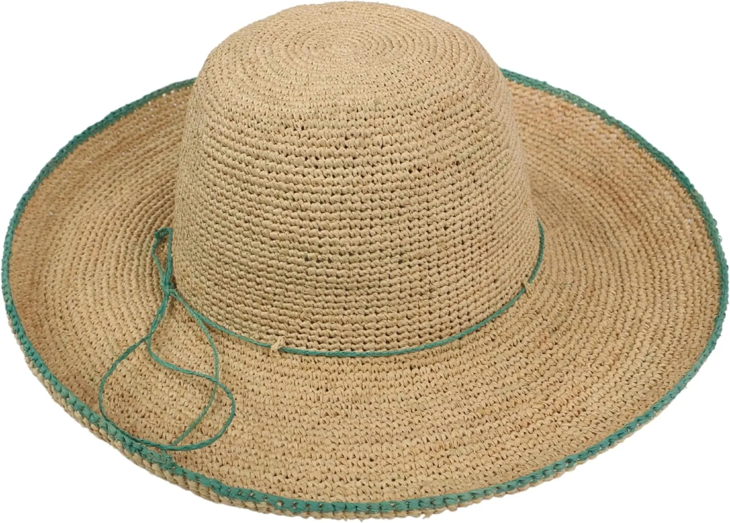 Women Crochet Wide Brim Sun Hat | Women's Madagascan Raffia Wallaroo Camille Hat | Handwoven Foldable Summer Wedding Hat