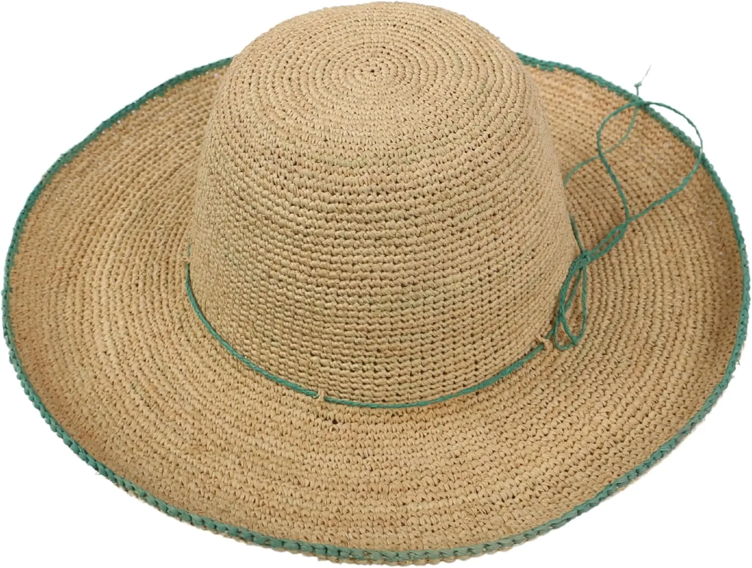 Women Crochet Wide Brim Sun Hat | Women's Madagascan Raffia Wallaroo Camille Hat | Handwoven Foldable Summer Wedding Hat