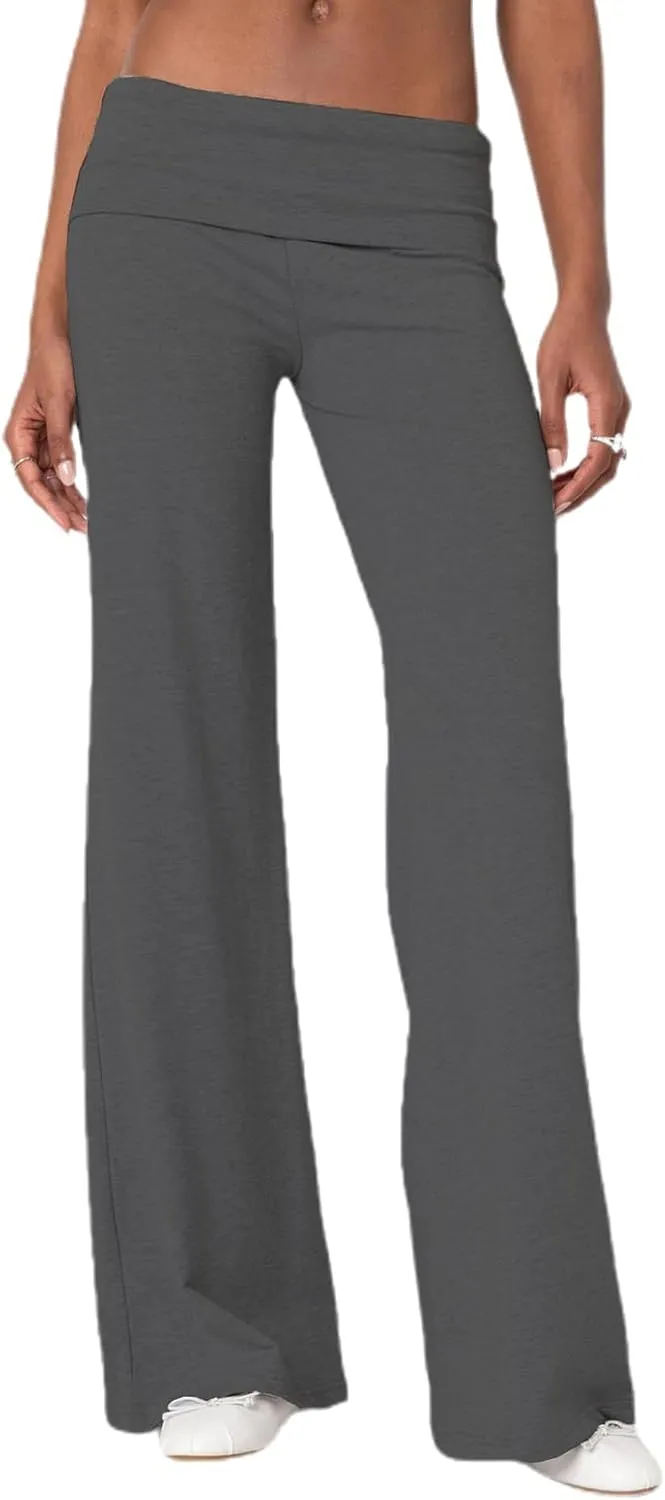 Women's Flare Leggings Fold Over Yoga Pants tretch Bootcut Bell Bottom Slim Fit Leggings Y2k Joggers Sweatpants