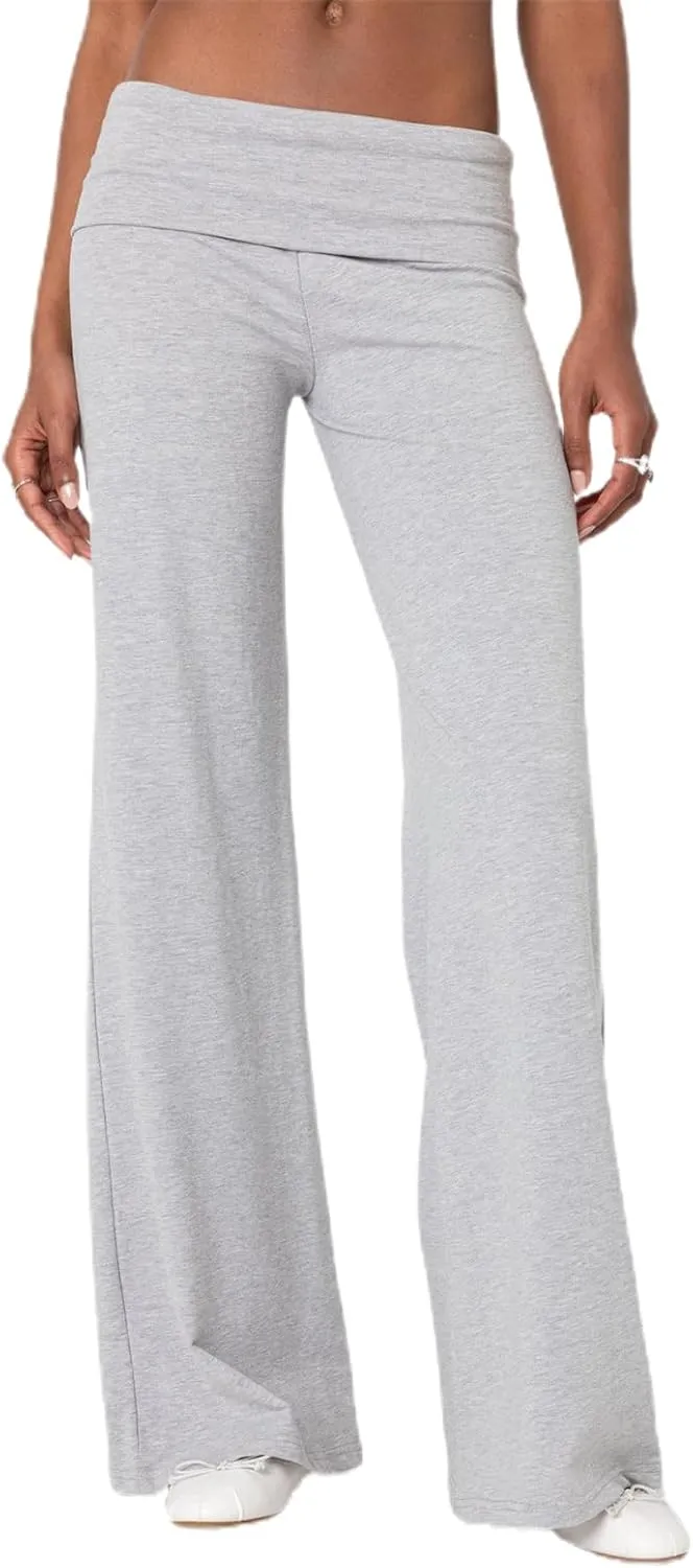 Women's Flare Leggings Fold Over Yoga Pants tretch Bootcut Bell Bottom Slim Fit Leggings Y2k Joggers Sweatpants