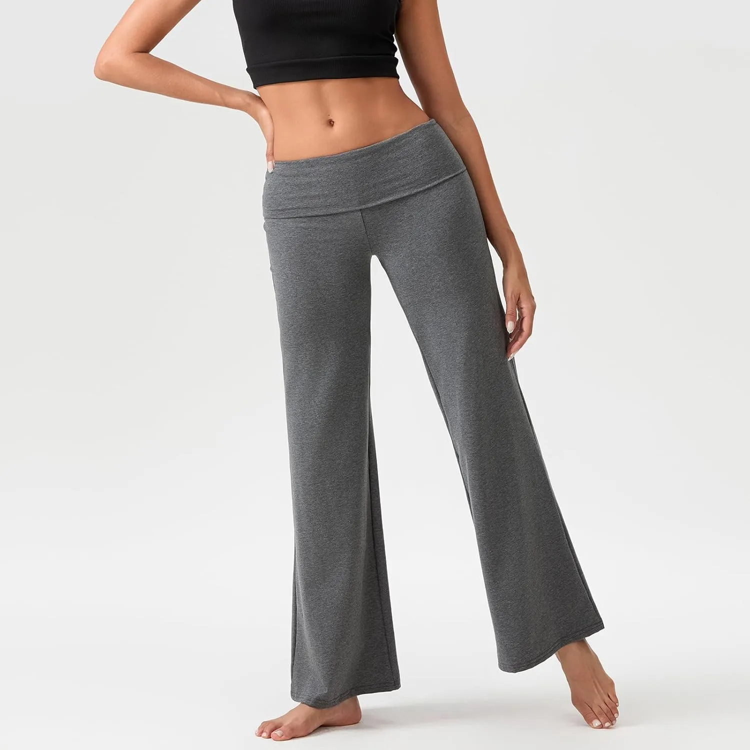 Women's Flare Leggings Fold Over Yoga Pants tretch Bootcut Bell Bottom Slim Fit Leggings Y2k Joggers Sweatpants