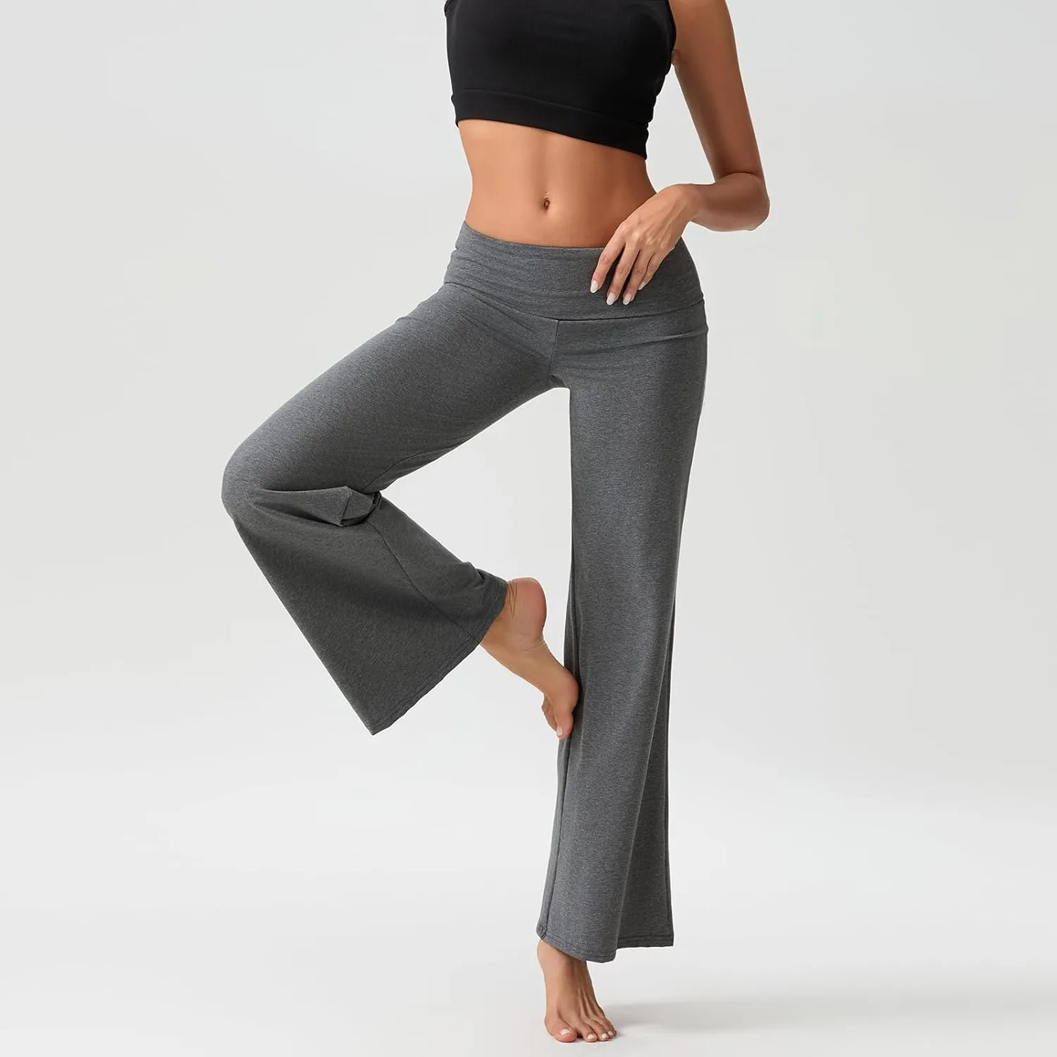 Women's Flare Leggings Fold Over Yoga Pants tretch Bootcut Bell Bottom Slim Fit Leggings Y2k Joggers Sweatpants