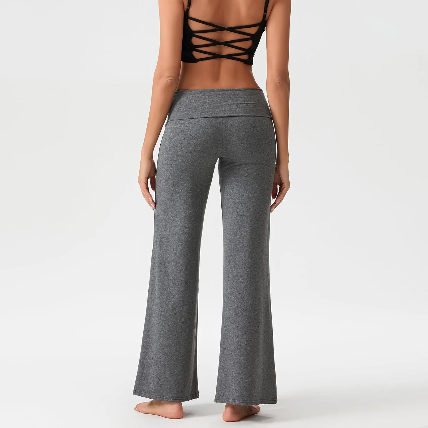 Women's Flare Leggings Fold Over Yoga Pants tretch Bootcut Bell Bottom Slim Fit Leggings Y2k Joggers Sweatpants