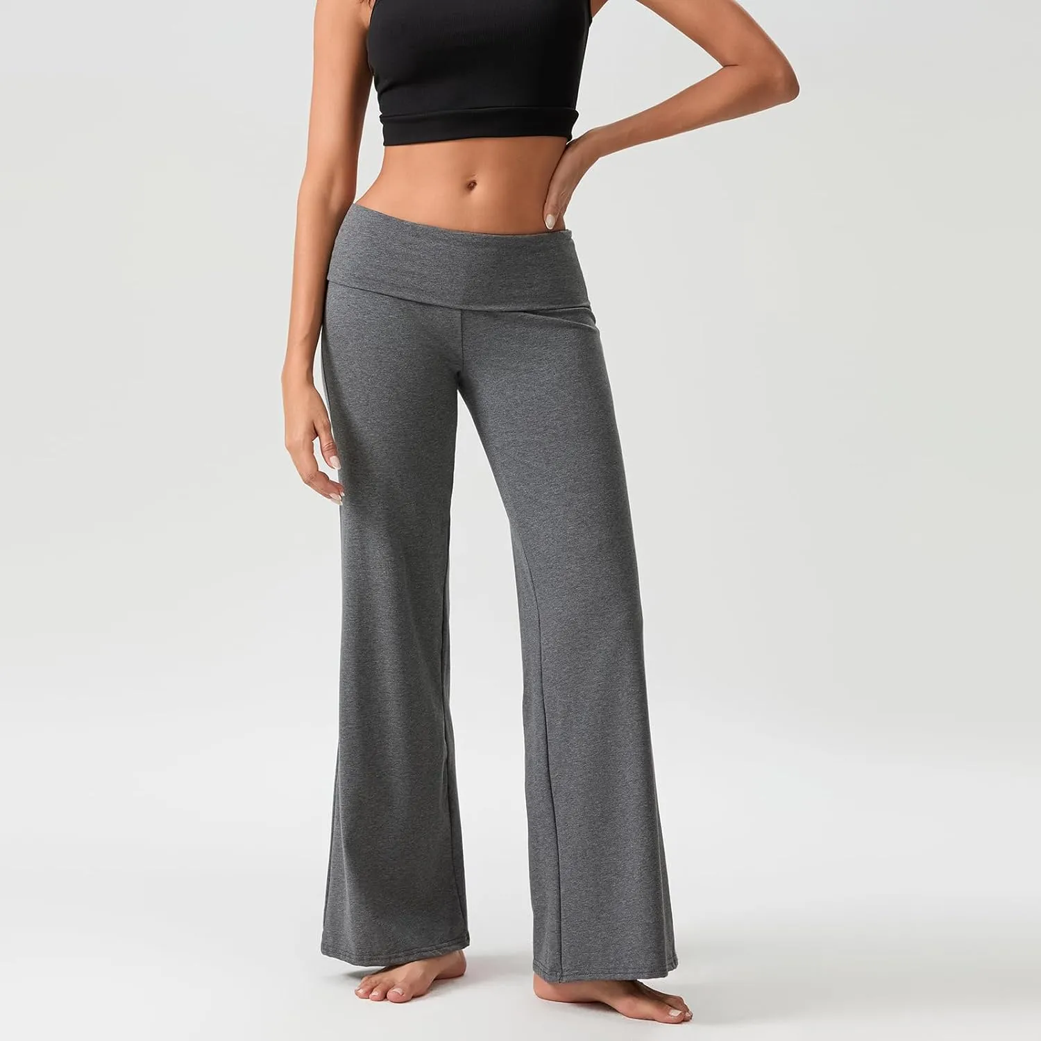 Women's Flare Leggings Fold Over Yoga Pants tretch Bootcut Bell Bottom Slim Fit Leggings Y2k Joggers Sweatpants
